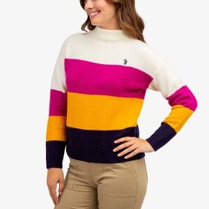 U.S. Polo Assn. Women's Multicolor Striped Turtleneck Sweater